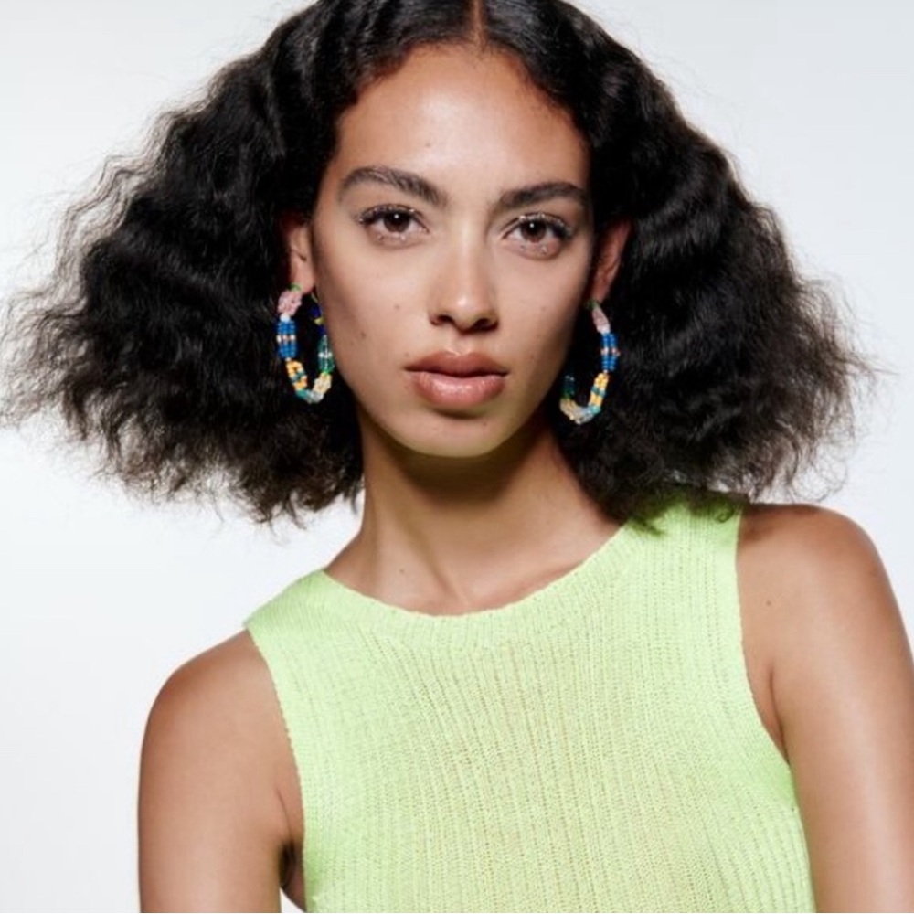 Zara Multicolor Beaded Hoop Earrings